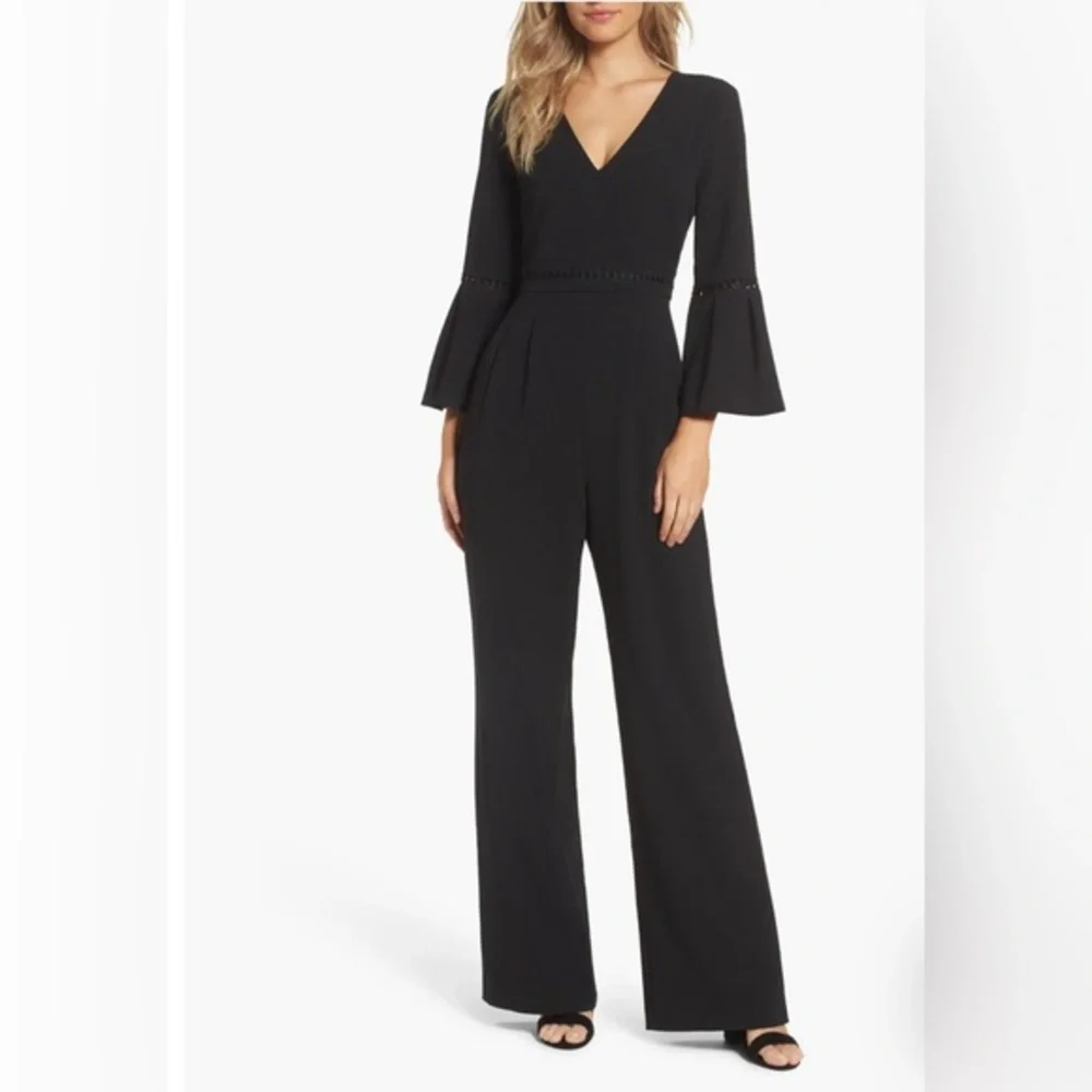 Eliza J Bell Sleeve Wide Leg Jumpsuit in Black 6P